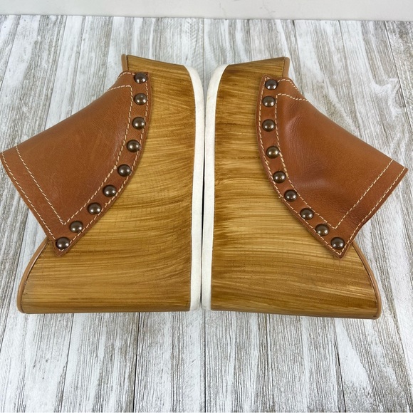 Steve Madden 6 Gemma Studded Brown Leather Platform Wedge Sandals Made in Italy - Picture 6 of 9